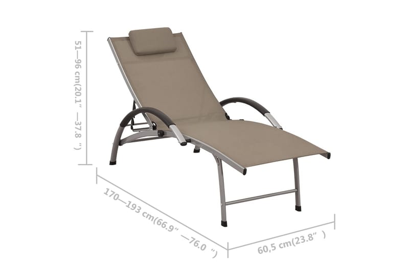 liggestol textilene og aluminium gråbrun - Gråbrun - Havemøbler - Havestole - Solseng & solvogn