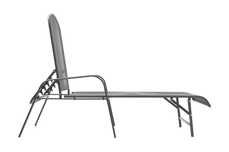 Liggestole 2 Stk. Med Bord Stål Antracitgrå - Grå - Havemøbler - Havestole - Solseng & solvogn