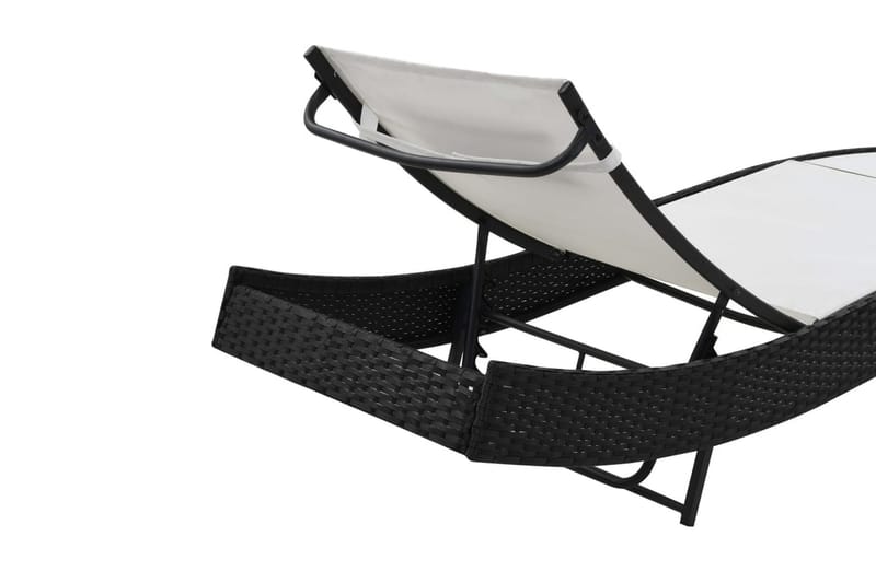 Liggestole 2 Stk. Med Bord Polyrattan Og Textilene Sort - Flerfarvet - Solseng & solvogn