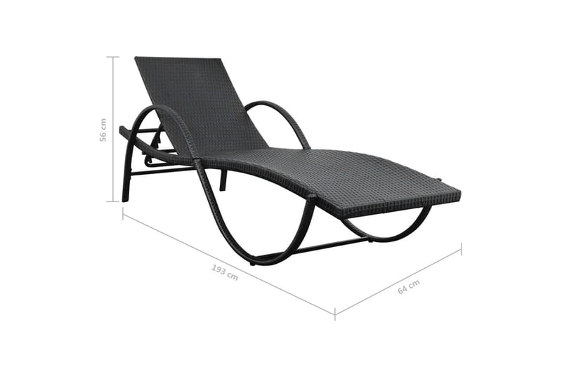 Liggestole 2 Stk. Med Bord Polyrattan Sort - Sort - Havemøbler - Havestole - Solseng & solvogn