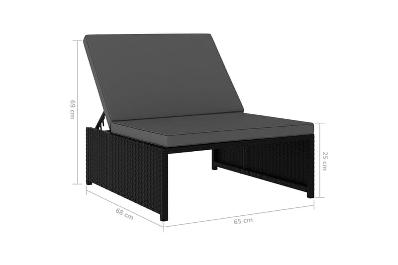 Liggestole 2 stk. Med Bord Polyrattan Sort - Sort - Havemøbler - Havestole - Solseng & solvogn