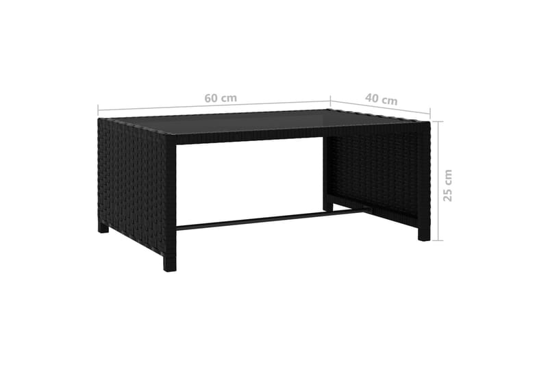 Liggestole 2 stk. Med Bord Polyrattan Sort - Sort - Havemøbler - Havestole - Solseng & solvogn