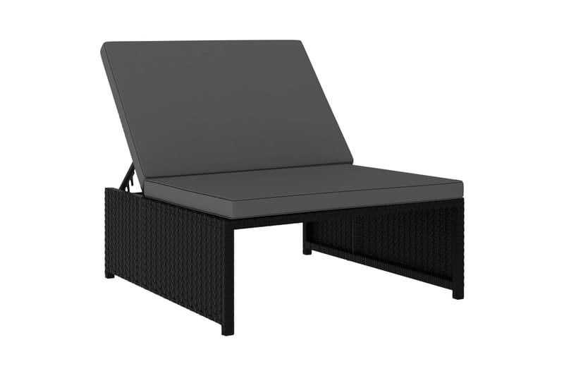 Liggestole 2 stk. Med Bord Polyrattan Sort - Sort - Havemøbler - Havestole - Solseng & solvogn