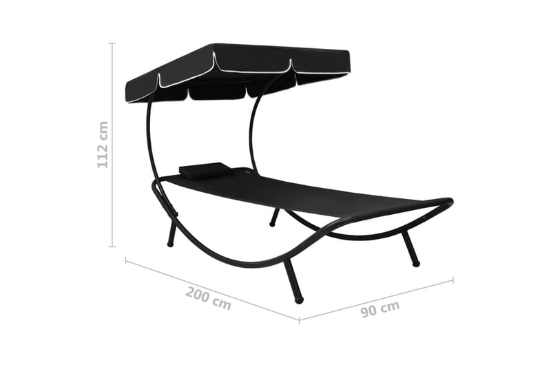 udendørs loungestol med baldakin og pude sort - Sort - Havemøbler - Havestole - Solseng & solvogn