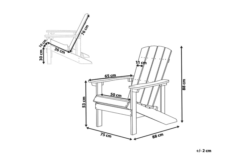 Adirondack solstol 88 | 75 | 88 cm - Blå - Havemøbler - Havestole - Solstole - Dækstol