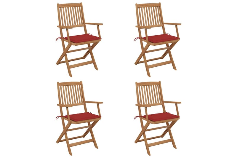 foldbare havestole 4 stk. med hynder massivt akacietræ - Spisebordsstole udendørs - Altanstole