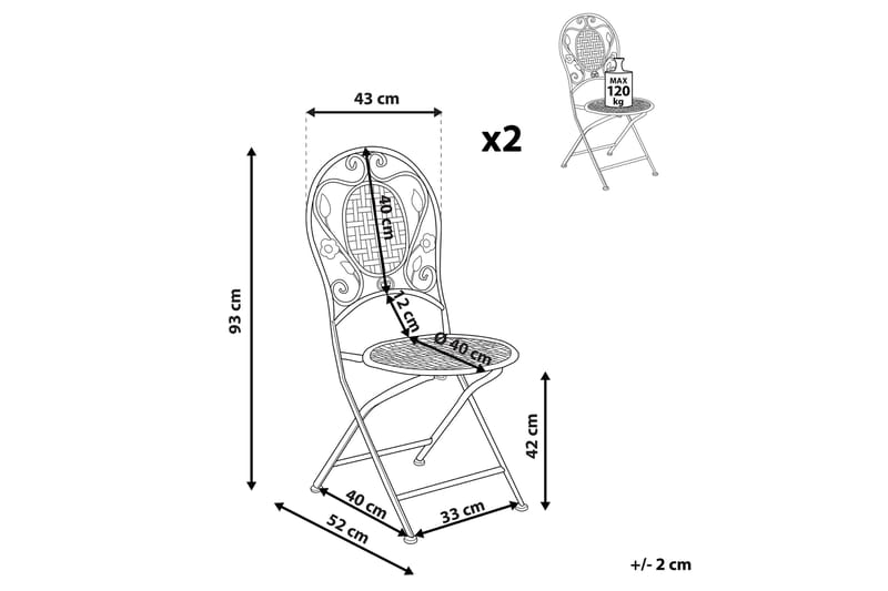 Havestol 2 cremehvide BIVIO - Hvid - Havemøbler - Havestole - Spisebordsstole udendørs