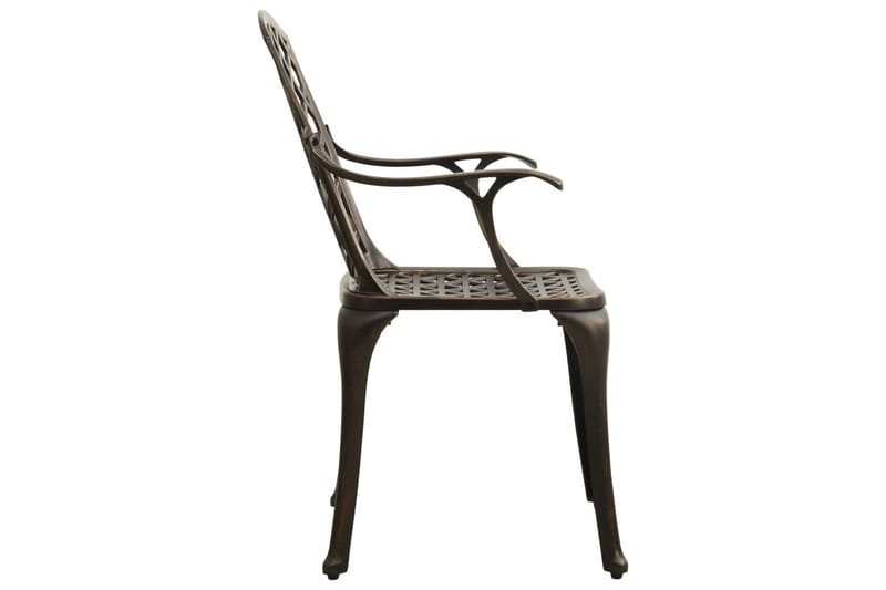Havestole 2 Stk. Støbt Aluminium Bronzefarvet - Brun - Spisebordsstole udendørs - Altanstole