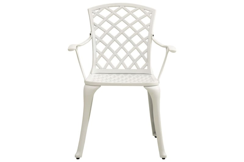 Havestole 2 Stk. Støbt Aluminium Hvid - Hvid - Spisebordsstole udendørs - Altanstole