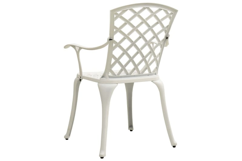 Havestole 2 Stk. Støbt Aluminium Hvid - Hvid - Spisebordsstole udendørs - Altanstole
