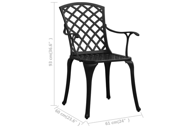 Havestole 2 Stk. Støbt Aluminium Sort - Sort - Spisebordsstole udendørs - Altanstole