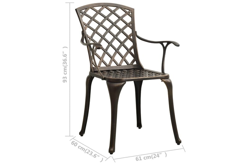Havestole 4 Stk. Støbt Aluminium Bronzefarvet - Brun - Spisebordsstole udendørs - Altanstole