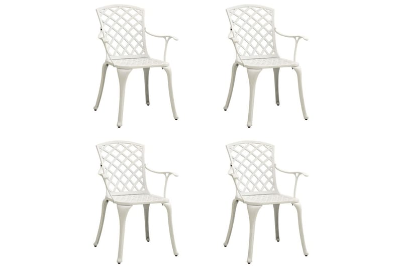 Havestole 4 Stk. Støbt Aluminium Hvid - Hvid - Spisebordsstole udendørs - Altanstole