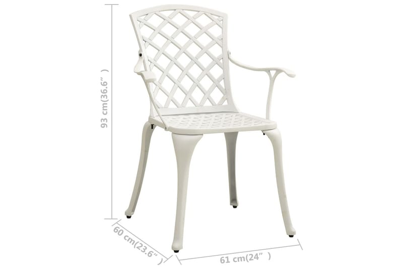 Havestole 4 Stk. Støbt Aluminium Hvid - Hvid - Spisebordsstole udendørs - Altanstole