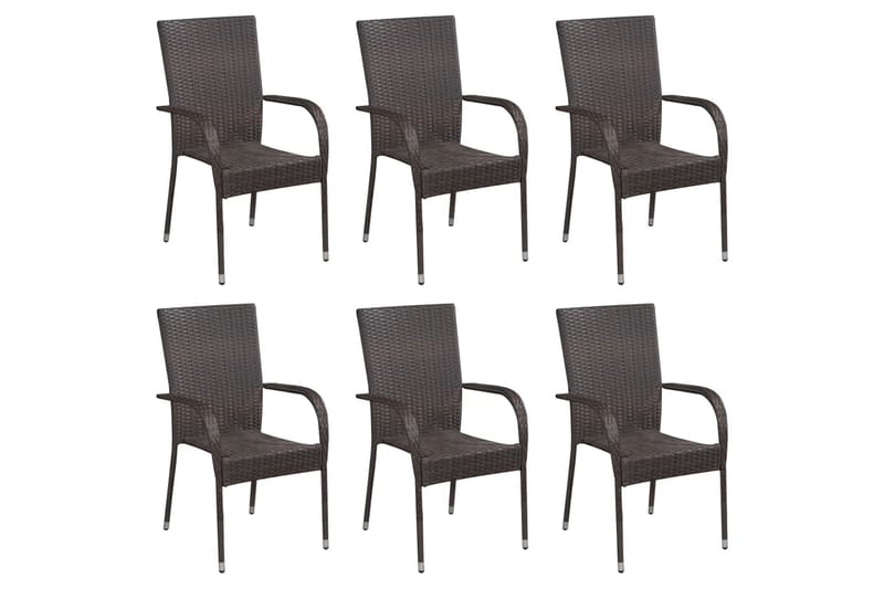 Stabelbare Havestole 6 Stk. Polyrattan Brun - Havemøbler - Havestole - Spisebordsstole udendørs