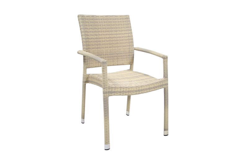 Stol WICKER-3 med armlæn 66x59xH925cm beige - Spisebordsstole udendørs - Havemøbler børn - Altanstole