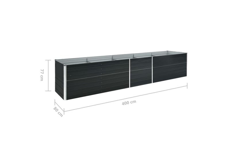 Forhöjet Plantekasse 400X80X77cm Galvaniseret Stål Antracitg - Havemøbler - Øvrigt havetilbehør - Tilbehør udendørs - Havekrukker