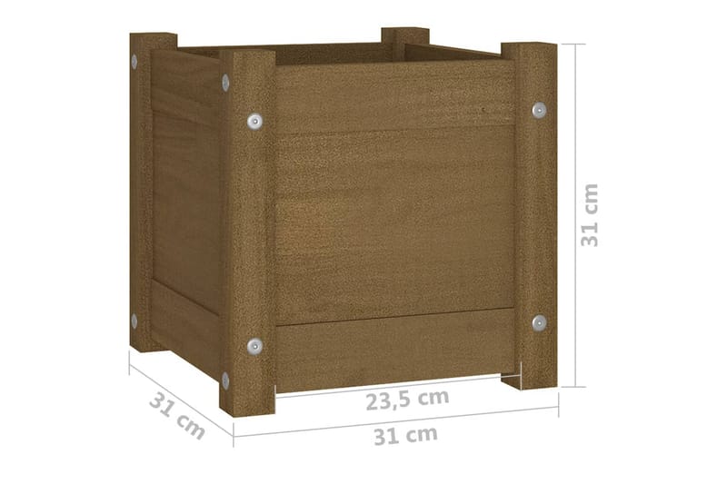 plantekasse 31x31x31 cm massivt fyrretræ gyldenbrun - Brun - Havemøbler - Øvrigt havetilbehør - Tilbehør udendørs - Havekrukker