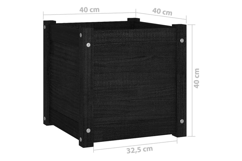 plantekasse 40x40x40 cm massivt fyrretræ  sort - Sort - Havemøbler - Øvrigt havetilbehør - Tilbehør udendørs - Havekrukker