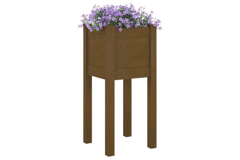 plantekasser 2 stk. 31x31x70 cm massivt fyrretræ gyldenbrun - Brun - Havemøbler - Øvrigt havetilbehør - Tilbehør udendørs - Havekrukker