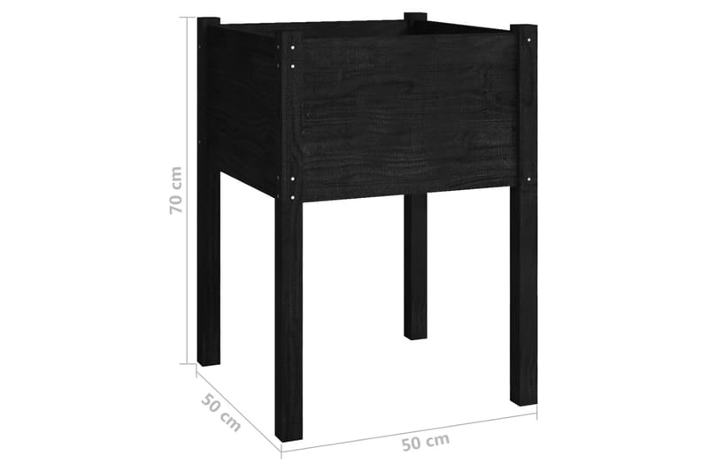 plantekasser 2 stk. 50x50x70 cm massivt fyrretræ sort - Sort - Havemøbler - Øvrigt havetilbehør - Tilbehør udendørs - Havekrukker