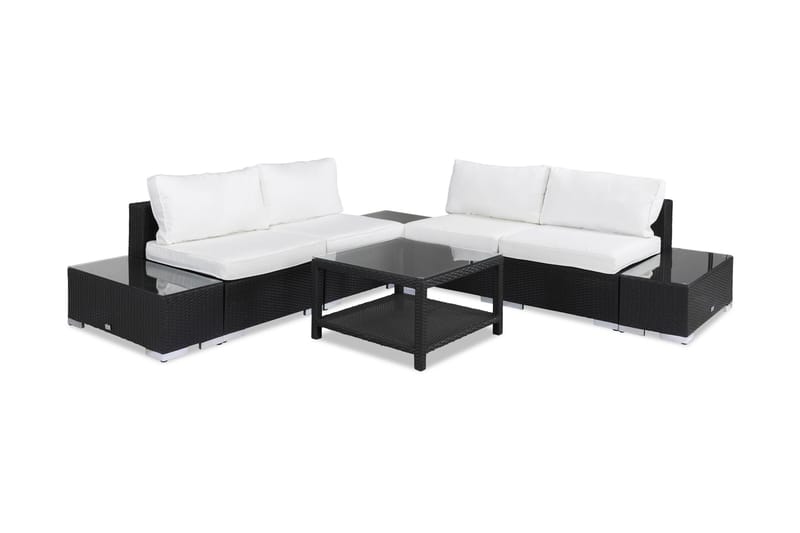 Bahamas Loungesæt 5 Pers 1 Bord 75x75 - 1 Chaiselong 2 Ender Sort - Have - Udendørs miljø - Altan & terrasse - Altanmøbler