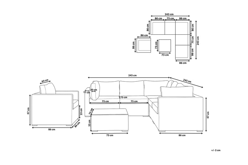 Contare Loungegruppe 240 cm - Brun - Havemøbler - Loungemøbler - Loungesæt