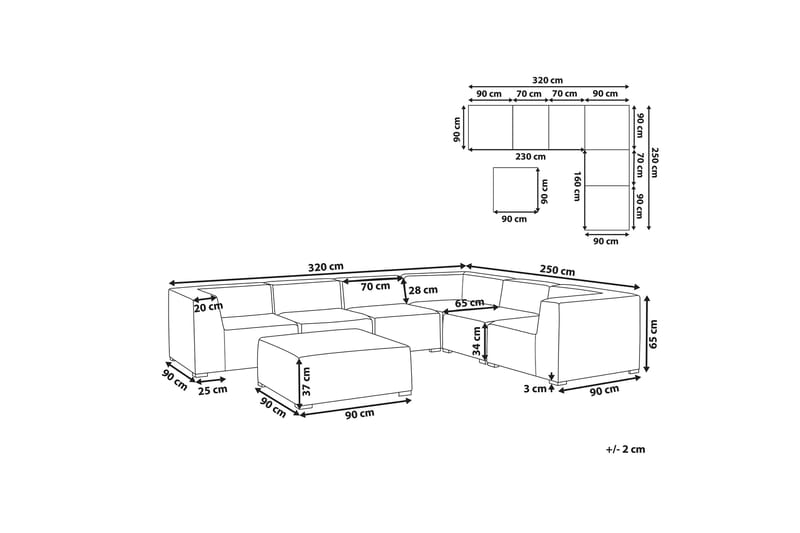 Dameion 7-Pers. Loungesæt - Beige - Havemøbler - Loungemøbler - Loungesæt