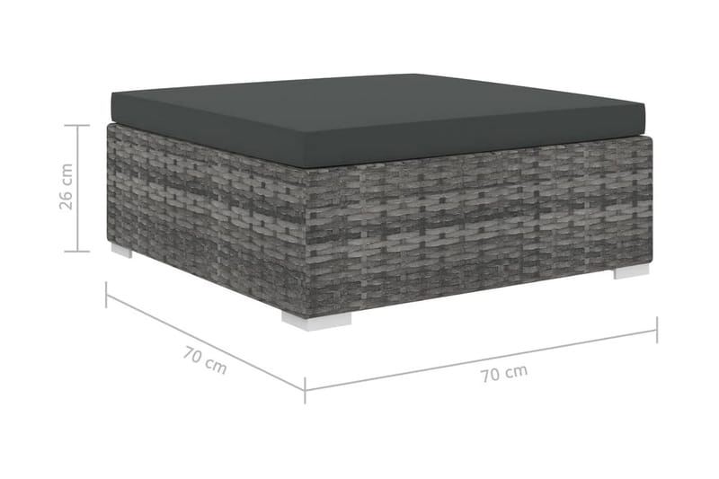 Haveloungesæt 12 Dele Med Hynder Polyrattan Grå - Havemøbler - Loungemøbler - Loungesæt