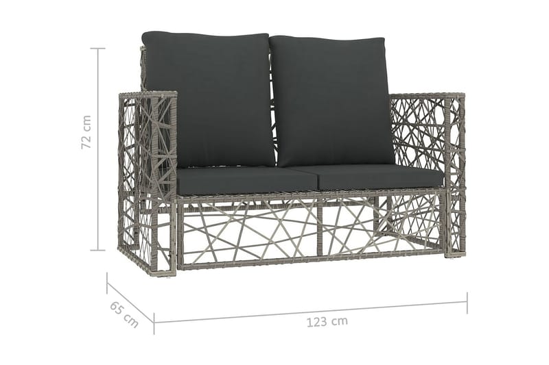 Haveloungesæt 2 Dele Med Hynder Polyrattan Grå - Havemøbler - Loungemøbler - Loungesæt