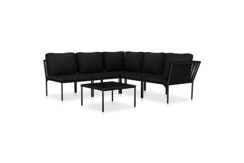 Haveloungesæt 6 Dele Med Hynder Pvc Sort - Sort - Havemøbler - Loungemøbler - Loungesæt