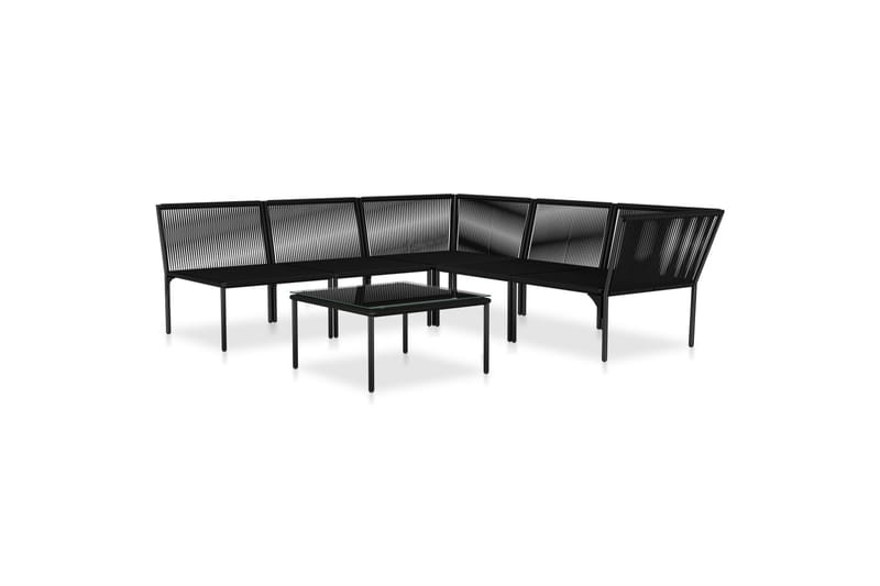 Haveloungesæt 6 Dele Med Hynder Pvc Sort - Sort - Havemøbler - Loungemøbler - Loungesæt