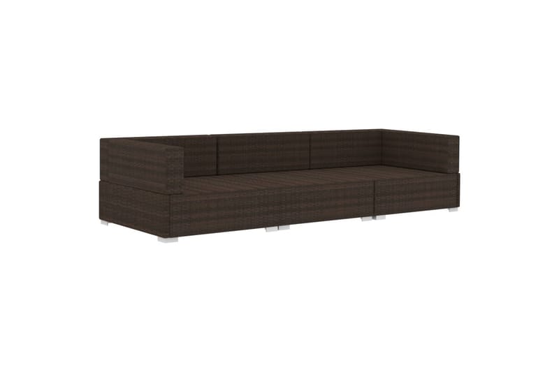 havesofasæt 3 dele med hynder polyrattan brun - Brun - Havemøbler - Loungemøbler - Loungesæt