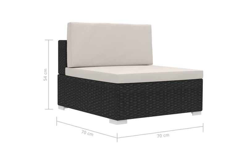 havesofasæt 3 dele med hynder polyrattan sort - Sort - Havemøbler - Loungemøbler - Loungesæt