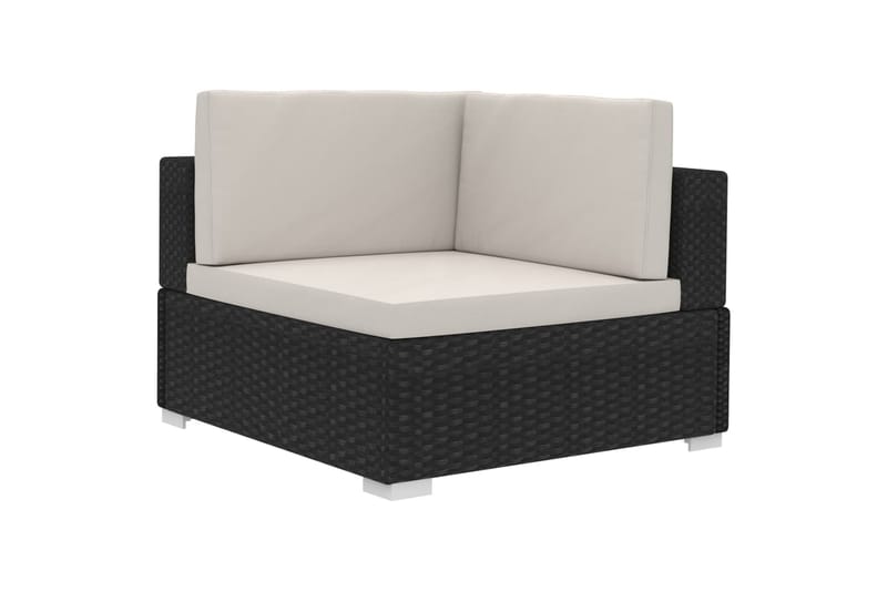 havesofasæt 3 dele med hynder polyrattan sort - Sort - Havemøbler - Loungemøbler - Loungesæt