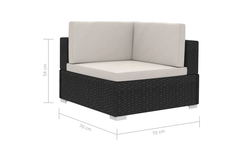 havesofasæt 3 dele med hynder polyrattan sort - Sort - Havemøbler - Loungemøbler - Loungesæt