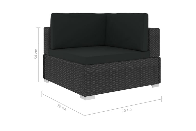 havesofasæt 3 dele med hynder polyrattan sort - Sort - Havemøbler - Loungemøbler - Loungesæt