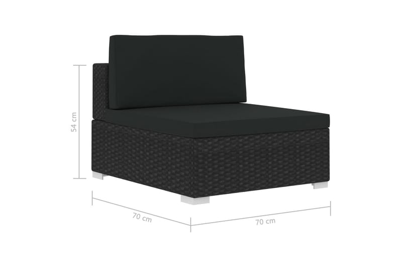 havesofasæt 3 dele med hynder polyrattan sort - Sort - Havemøbler - Loungemøbler - Loungesæt