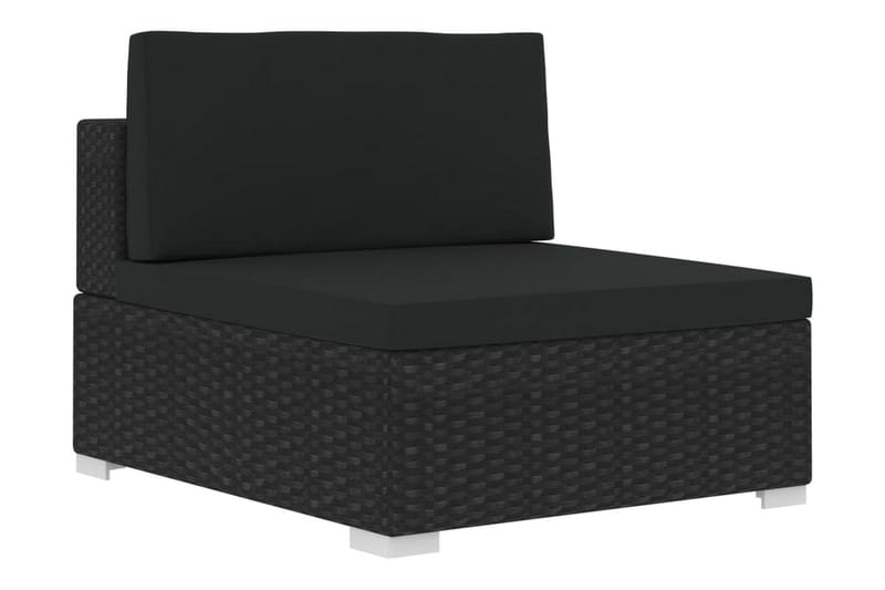 havesofasæt 3 dele med hynder polyrattan sort - Sort - Havemøbler - Loungemøbler - Loungesæt