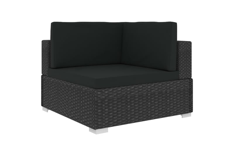 havesofasæt 3 dele med hynder polyrattan sort - Sort - Havemøbler - Loungemøbler - Loungesæt