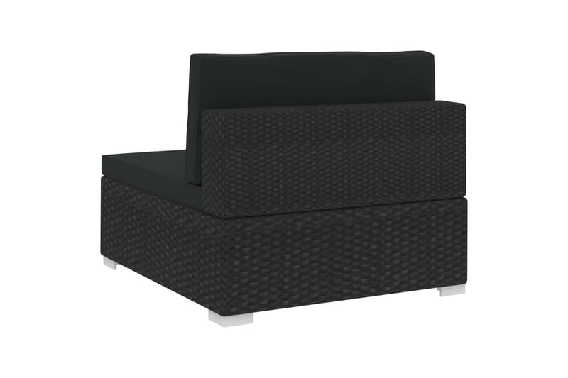 havesofasæt 3 dele med hynder polyrattan sort - Sort - Havemøbler - Loungemøbler - Loungesæt