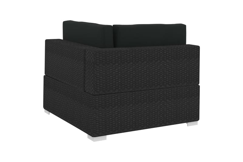 havesofasæt 3 dele med hynder polyrattan sort - Sort - Havemøbler - Loungemøbler - Loungesæt