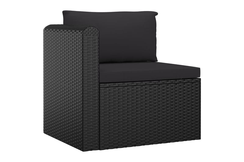 havesofasæt 3 dele med hynder polyrattan sort - Sort - Havemøbler - Loungemøbler - Loungesæt