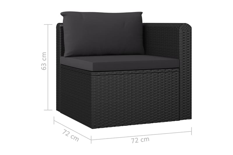 havesofasæt 3 dele med hynder polyrattan sort - Sort - Havemøbler - Loungemøbler - Loungesæt