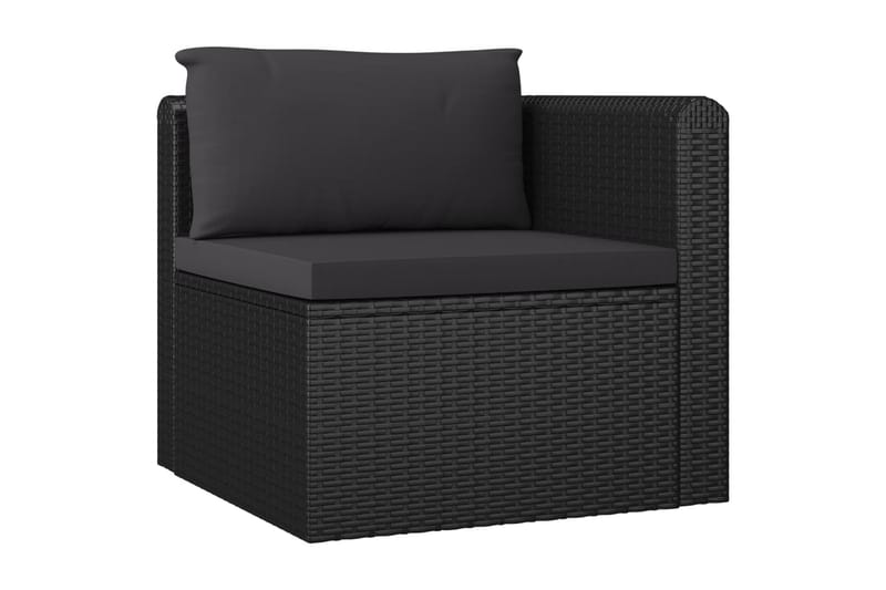 havesofasæt 3 dele med hynder polyrattan sort - Sort - Havemøbler - Loungemøbler - Loungesæt