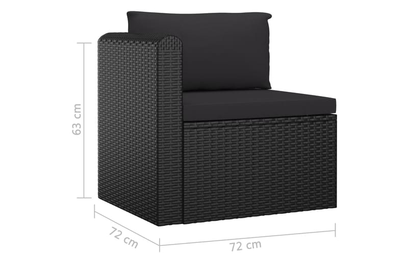 havesofasæt 3 dele med hynder polyrattan sort - Sort - Havemøbler - Loungemøbler - Loungesæt