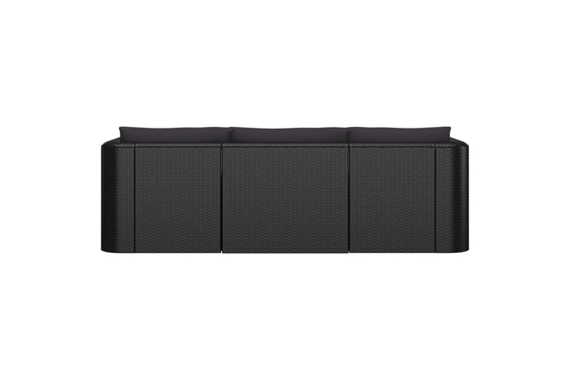 havesofasæt 3 dele med hynder polyrattan sort - Sort - Havemøbler - Loungemøbler - Loungesæt