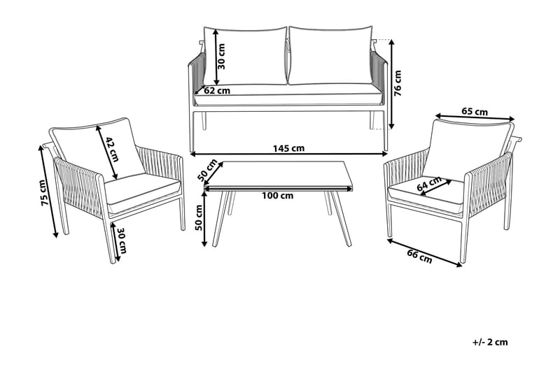 Latina Loungegruppe 66 cm - Hvid - Havemøbler - Loungemøbler - Loungesæt