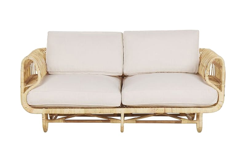 Loungesæt 4-Pers. rattan natur/beige DOLCEDO - Træ/natur - Havemøbler - Loungemøbler - Loungesæt