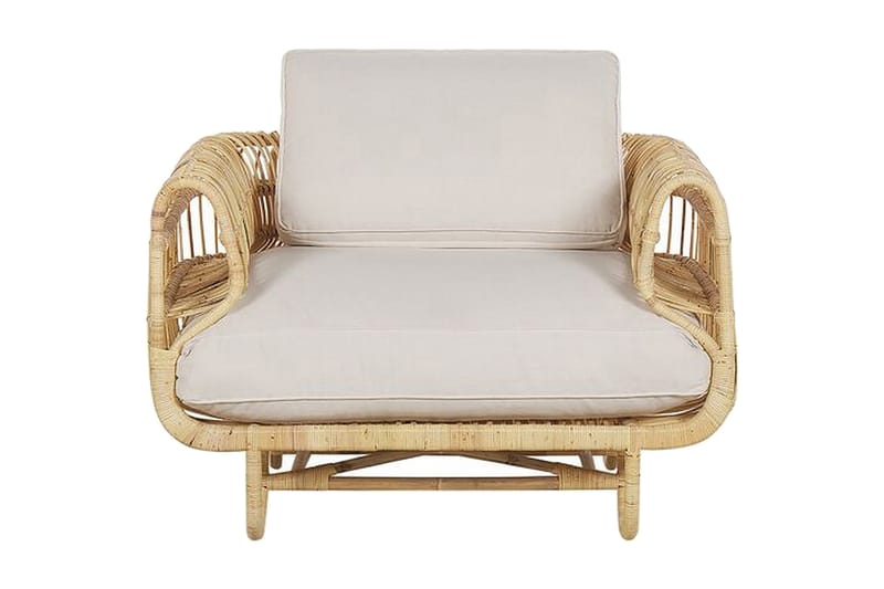 Loungesæt 4-Pers. rattan natur/beige DOLCEDO - Træ/natur - Havemøbler - Loungemøbler - Loungesæt